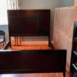 Queen Size Bed Frame, Wood, Black 