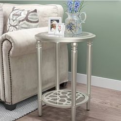Brand new Modern Round End Table, 2-Tier Glass Side Table with Glass Tabletop, Wood Accent Table with Storage Shelf for Living Room, Bedroom   📍 3749