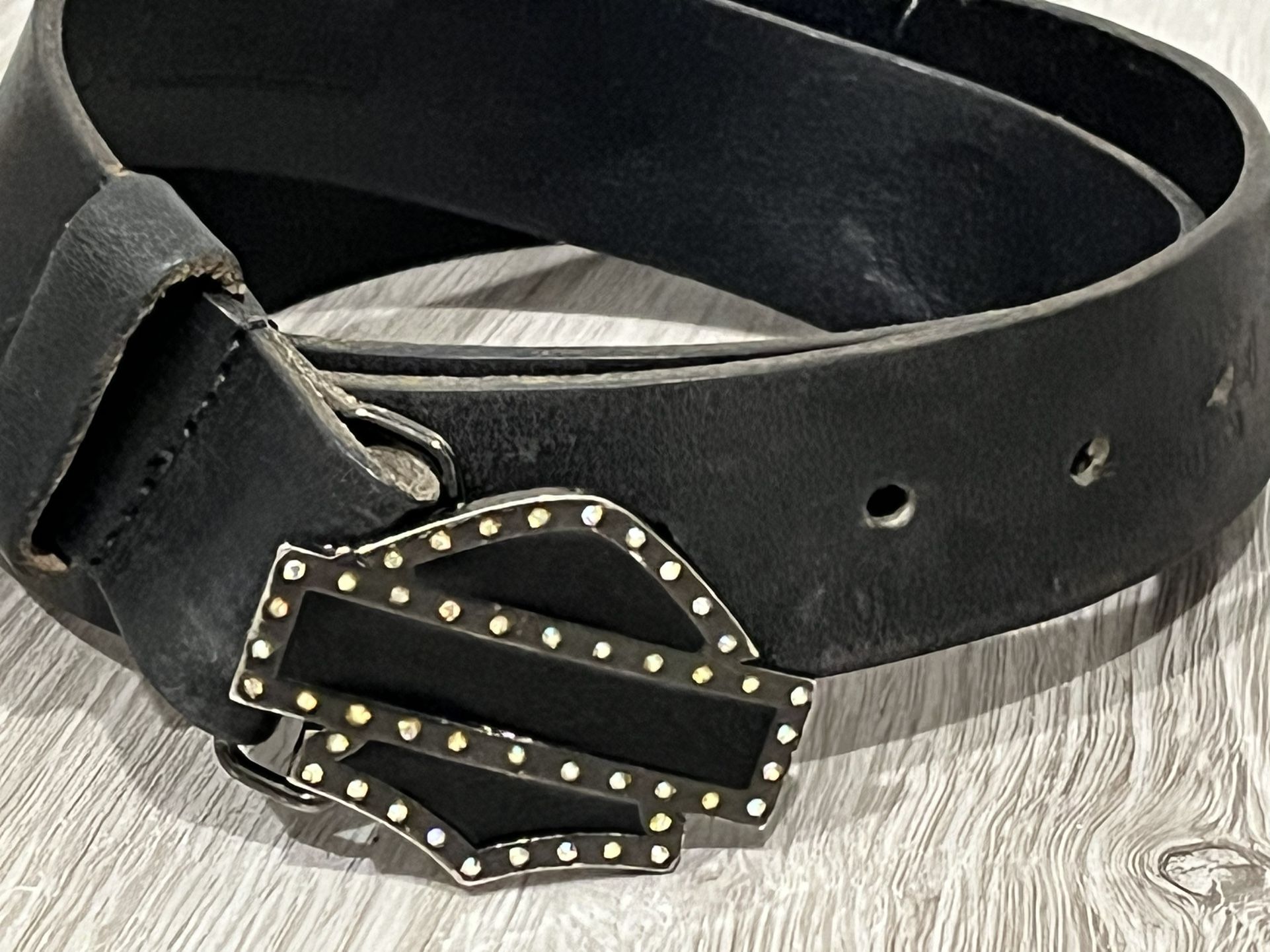 Harley-Davidson Women’s Black Tooled Leather Belt Size 34
