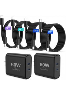 iPhone 17 Charger,60W Fast Charging Dual Port USB C Charger Block with 3/6/10/10FT Type C Charging Cable-PD Quick Adapter 3.0 for iPhone 17e/17/17 Pro