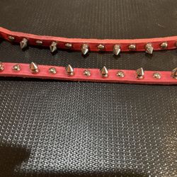 New Pink Leather Studded Buckle Collar 12”. price for each. Small