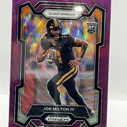 Panini 2024 Prizm Draft Picks Joe Milton #157 Purple Wave Rookie Card