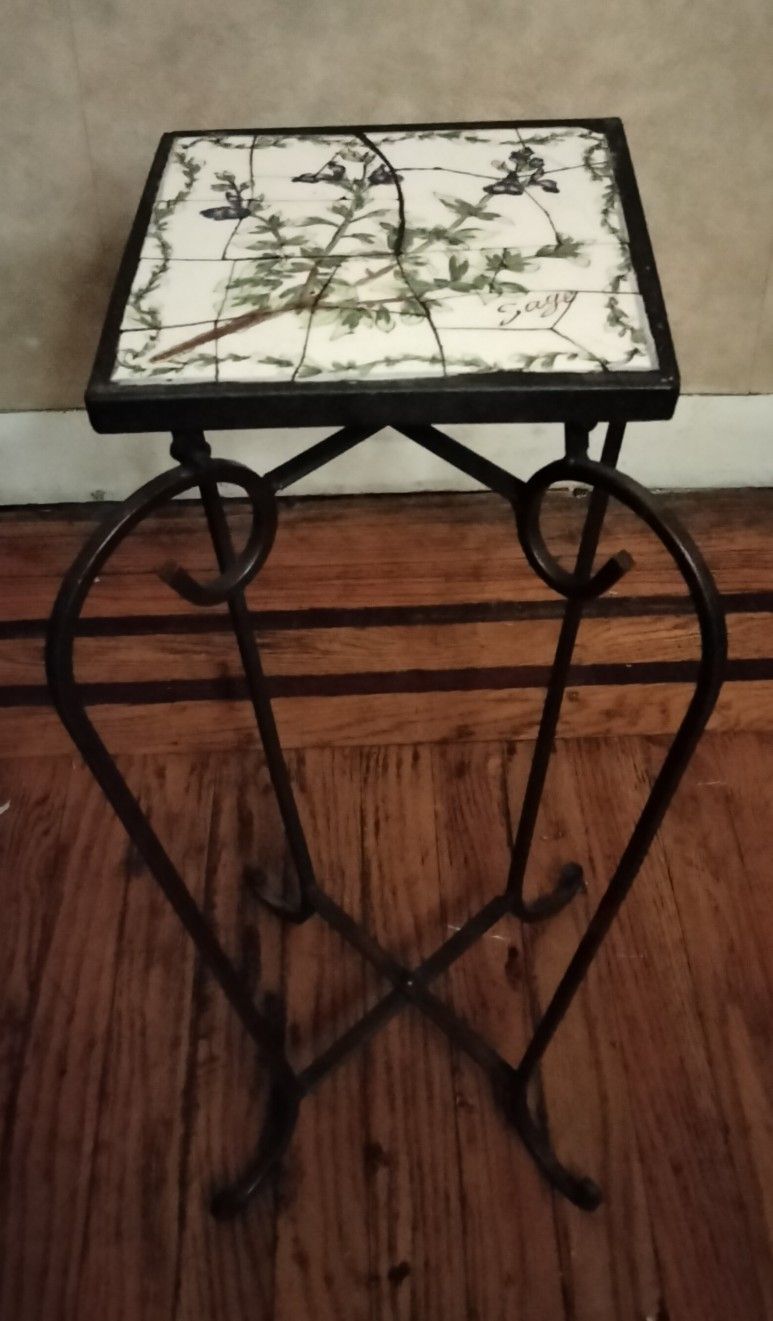 Plant Stand Wrought Iron With Decorative Top