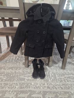 PeaCoat size 5/6 & Boots with fur size 9 toddler
