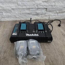 Makita BL1850B2DC2 18V LXT® Lithium-Ion Battery and Dual Port Charger Starter Pack (5.0Ah)
