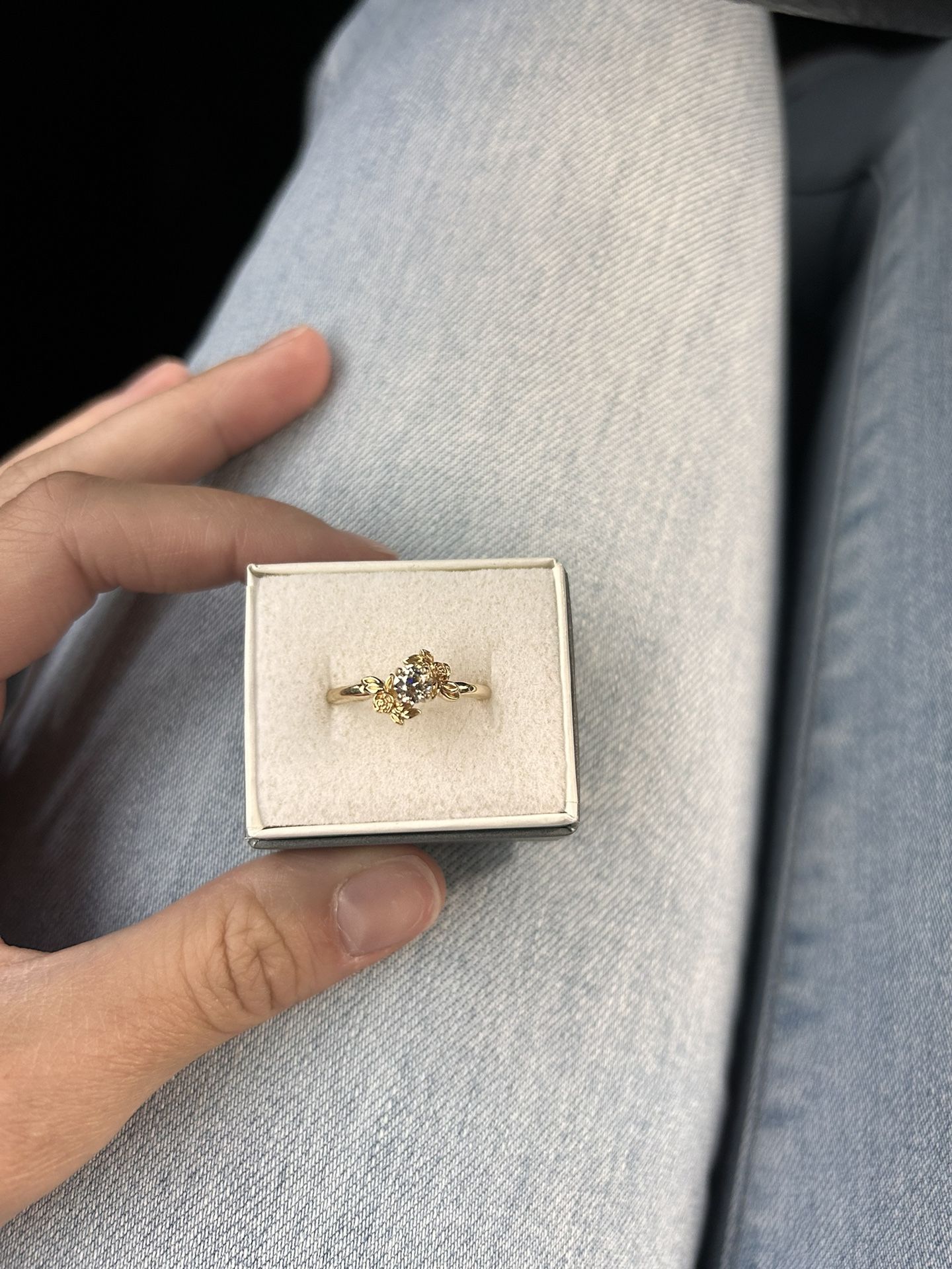 14k Yellow Gold Floral Ring With .34 Carat Diamond