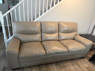 Beige Leather Sofa Set