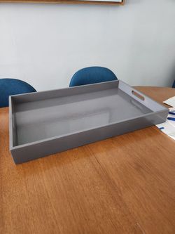Large gray wooden tray