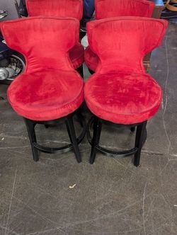 Red Velvet Rotating Barstools 