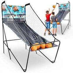 Foldable Indoor Basketball Arcade Game Machine 2 Players W/ 4 Balls