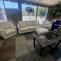 ALLEN WHITE SOFA LIVING ROOM SET