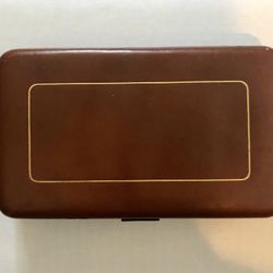 Vintage Leather Button Jewelry Box (7.25” X 4.25”)