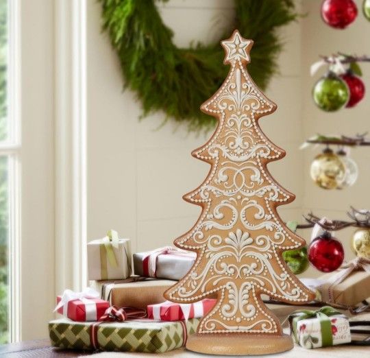 Gingerbread Christmas Tree Collectible Figurines - Village Gingerbread Fantastic Sequins Christmas Tree Tabletop Decoration (Extra Large)
