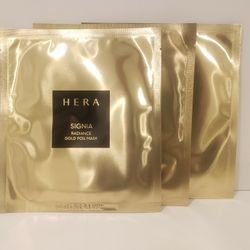NIB Korean HERA Signia Radiance Gold Foil Masks 3 pcs