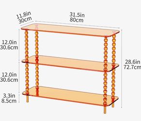 3-Tier Amber Acrylic Shelving Unit