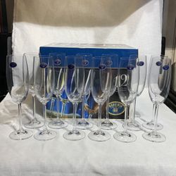 12 Bohemian Crystal Flutes