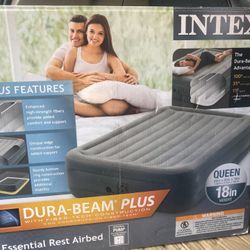 Intex Raised TruAire 18" Queen Air Mattress with Internal 120V Pump 