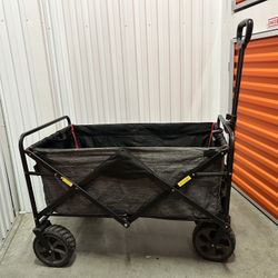 34'' Extra Long Collapsible Wagon Cart Foldable, 300LBS Heavy Duty Folding Beach Wagon