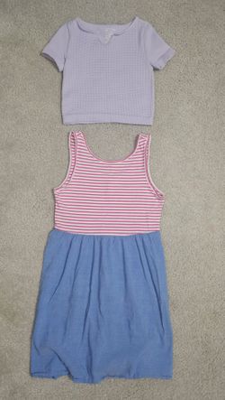 Girls' Striped Dress and Top Set (6-7)