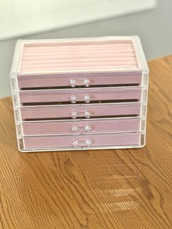 $25 -New Extra Large Acrylic Jewelry Box.  5 Layers Clear Jewelry Organizer Velvet Earring Box with 5 Drawers Rings Display Case Necklaces Holder Tray