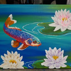 16x20 Inch Canvas Tropical Koi Fish Wall Decor Art 