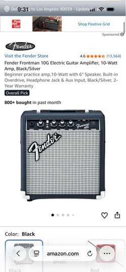 Fender frontman 10g electric guitar amplifier, 10-Watt Amp, black/silver