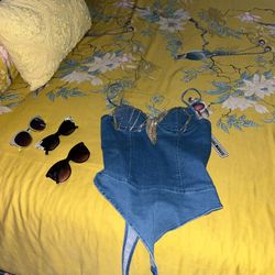 Denim body M + Sunglasses