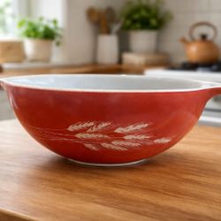 Vintage Pyrex Autumn Harvest Cinderella Bowl | Model 444 | 4 Qt Wheat Pattern