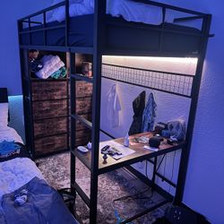 Twin Loft Bed w/ Built-In Desk + Storage – Great Condition