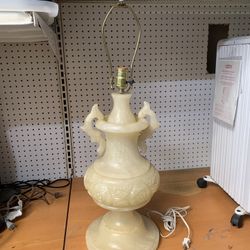 Vintage Carved Alabaster Stone Table Lamp