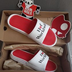 Brand New w Box Rare Huf Worldwide Love slides Sandals skateboard ( Size 8 MEN ) - 9.5 WOMEN Can probably fit 7.5 - 8.5 Men and 9 to 10 Women supreme