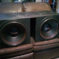 2 American Bass 15inch Subs With Q Bomb Box 