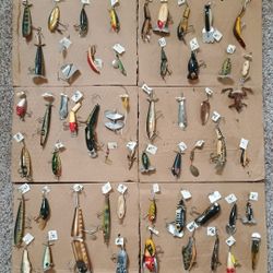 Only $195 - 54 FISHING LURES Vintage Collection Includes bass musky walleye trout salmon crappie bluegill VIEW Our Other Great Vintage Art Sports Toys