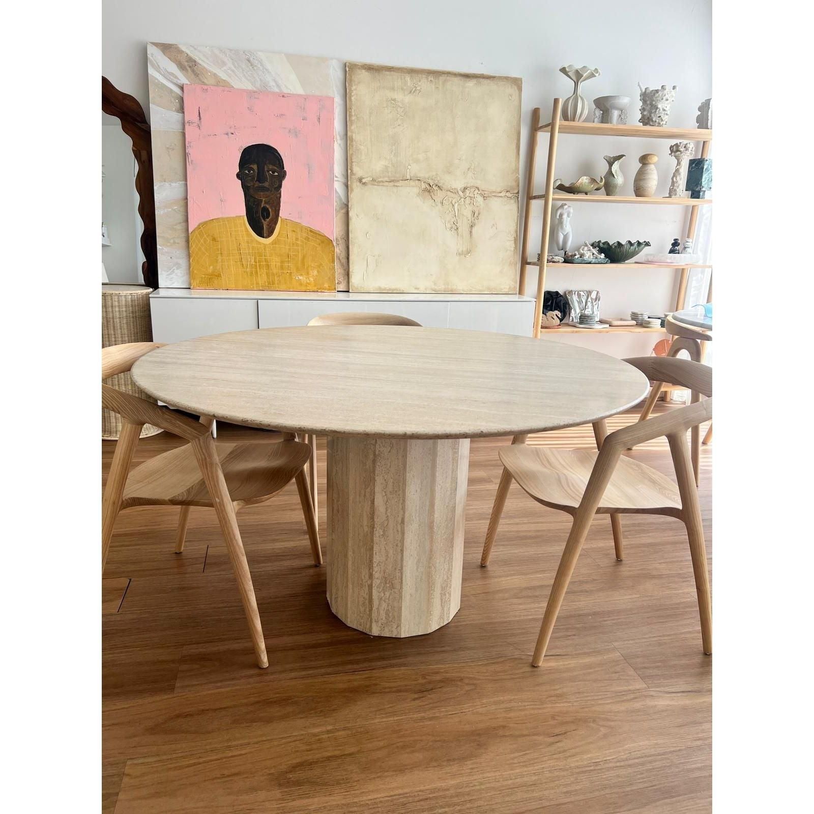 (AVAILABLE) Italian travertine Stone Dining Table (in Rancho Bernardo, ZIP 92128)