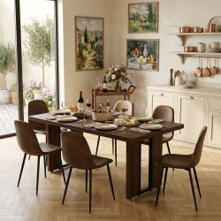Homy Casa Sorian 63" Industrial Dining Table with Iron Frame, Brown, Open Box