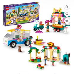 LEGO Friends Play Day Gift Set, 3in1 Building Set, Toy for 6+ Year Old Girls and Boys, Includes Ice Cream Truck, Mobile Fashion Boutique, and Pizzeria