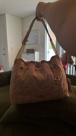 Evelyn pink denim coach purse