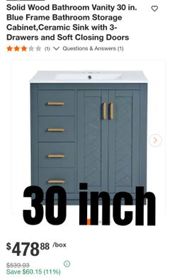 30-Inch Solid Wood Bathroom Vanity with Ceramic Sink
