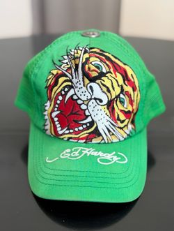 Ed Hardy Vintage Y2K Trucker Hat - Tiger Graphic - Green