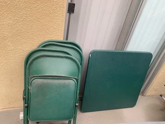 Green Folding Table and Chairs Set