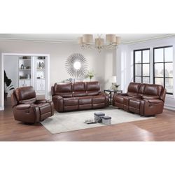 3 PIECE RECLINER SET SOFA LOVESEAT AND CHAIR LEATHER 