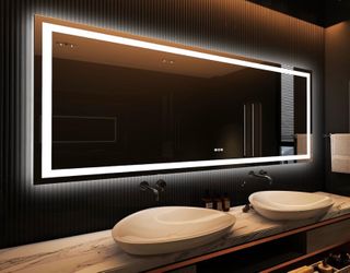 Amorho LED Bathroom Mirror, 96"X36" with Front Light and Backlit