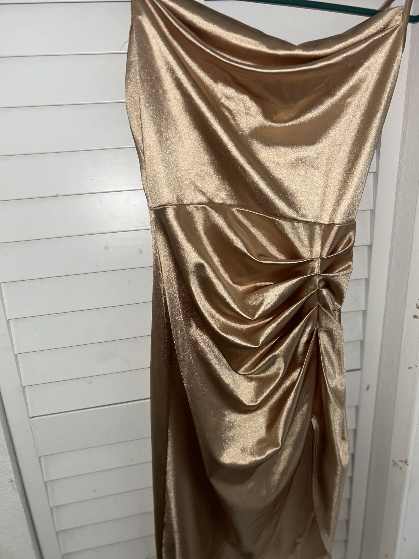 Gold Fitted Silk Dress