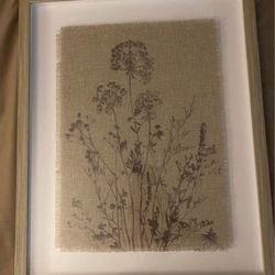 Burlap & Ink Flower Framed Wall Decor