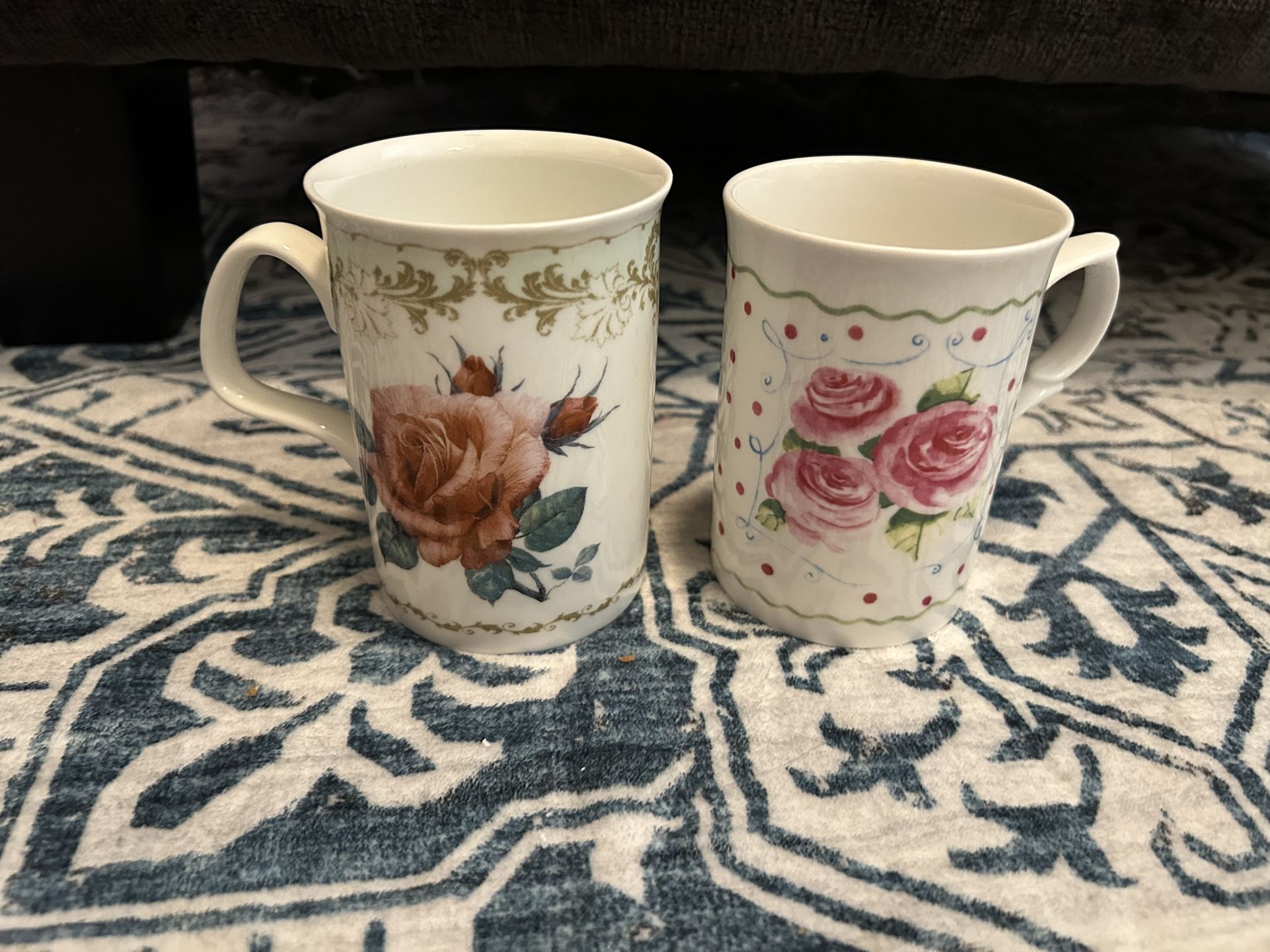 1996 Roy Kirkham Redoute Rose Fine Bone China Mug Cup England tea / Coffee Mugs