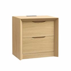 Modern Bedside Table with Thickened Frame & Unique Panel, Mid Century Wood End Table for Bedroom, Living Room