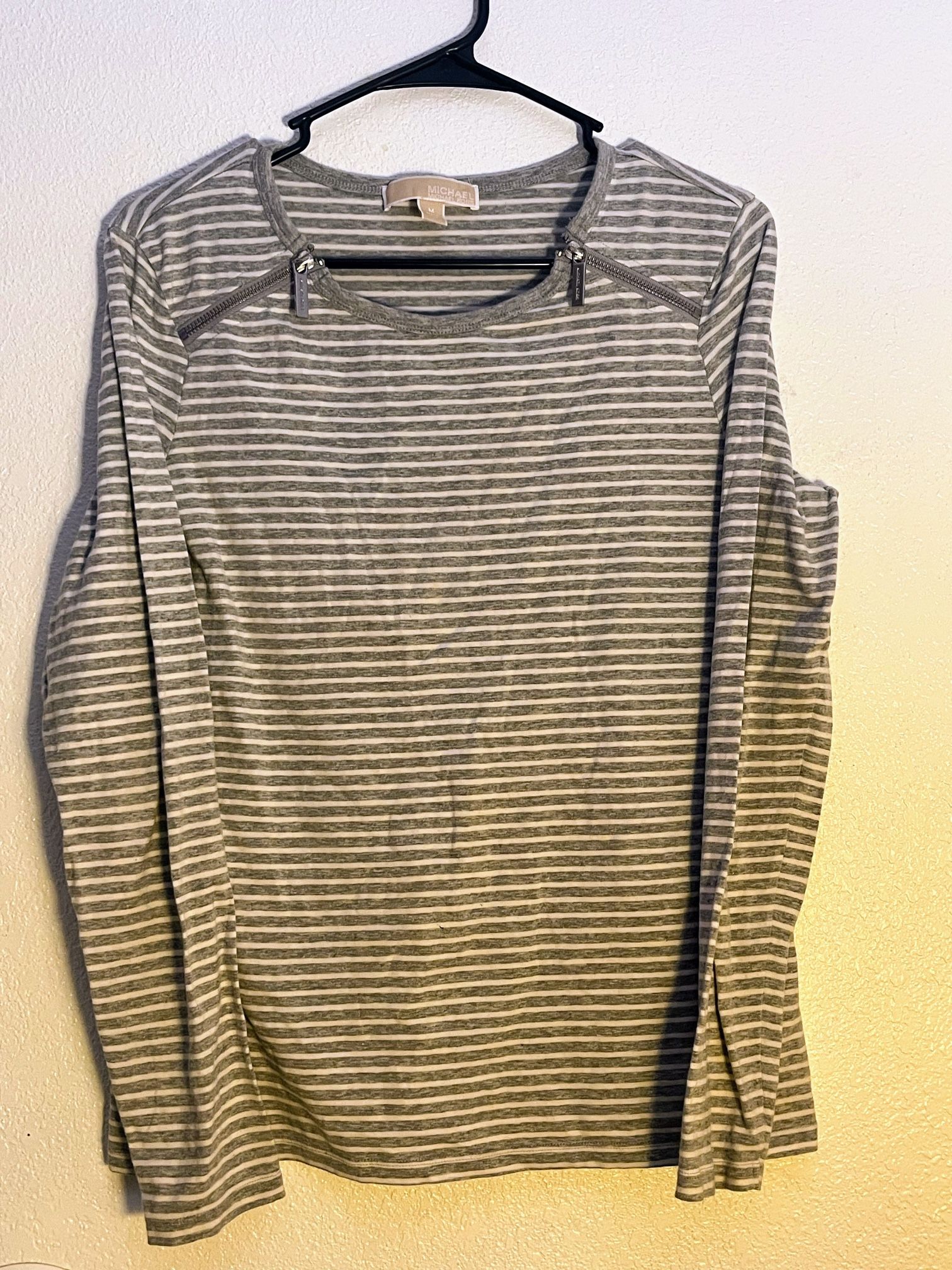 Michael Kors Top Blouse Size M Pullover Striped Long Sleeve