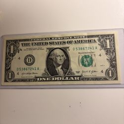 2021 One $ Dollar Bill Fancy Serial Number Complete Broken Ladder