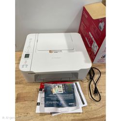 +1                  This is a white Canon PIXMA TS3720 inkjet printer, a compact all-in-one https://offerup.com/redirect/?o=bW9kZWwuSXQ= features wire