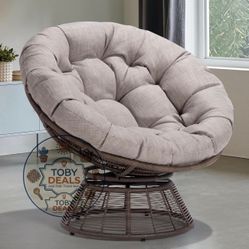 Papasan Outdoor & Indoor Chair - Brown Frame and Silver Cushion